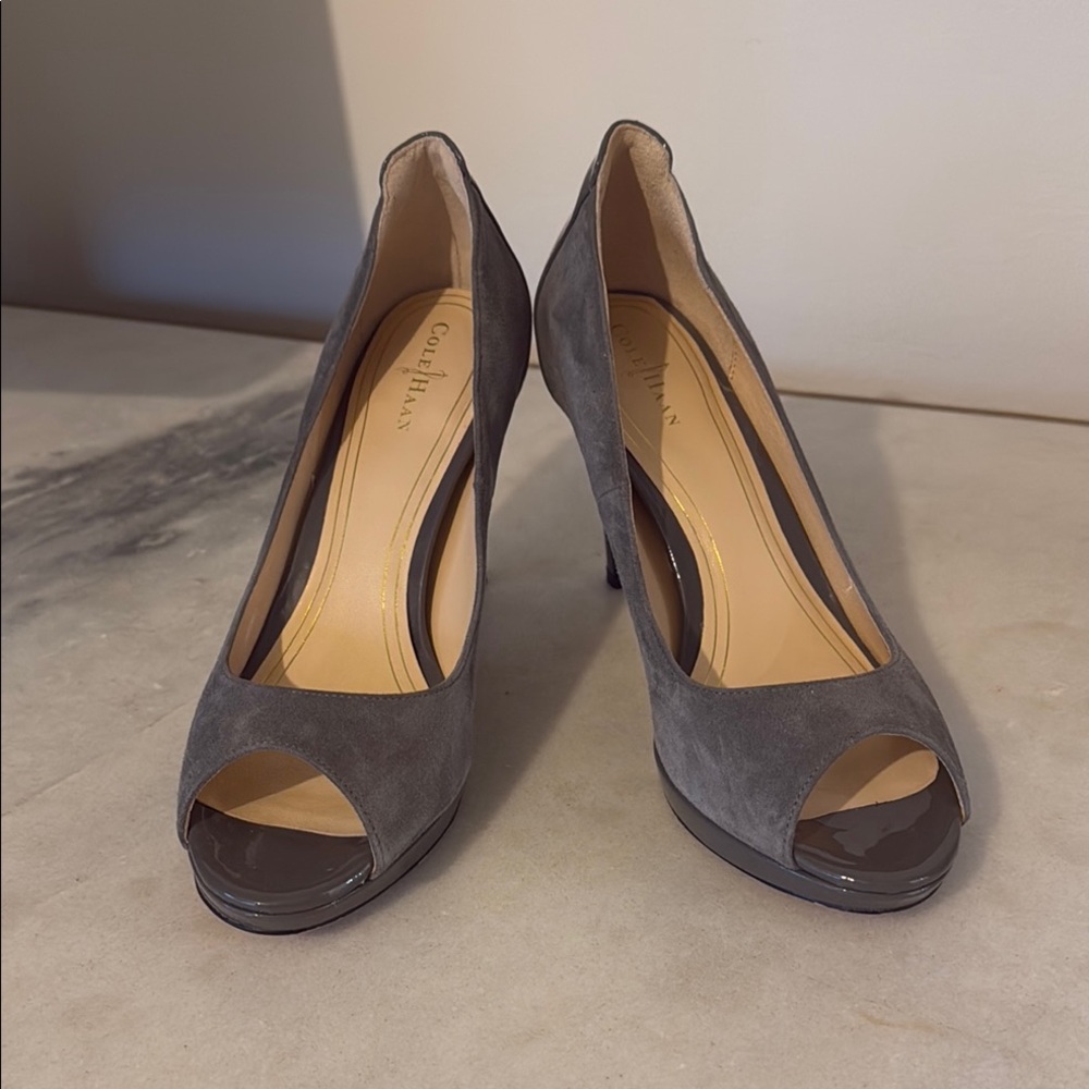 Cole Haan Nike Air Gray Peep-Toe High Heel Shoes